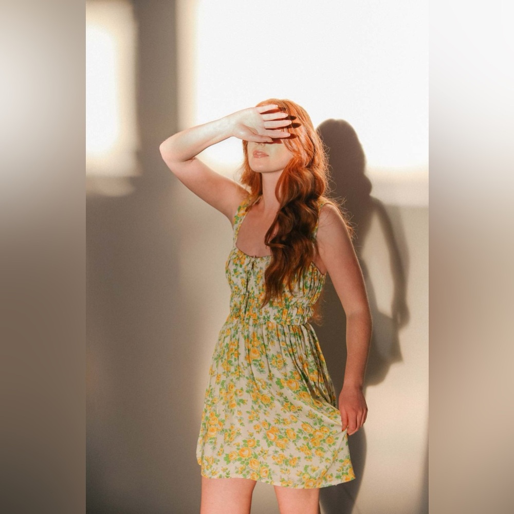 Faithfull the Brand Praia Morello Floral Mini Dress S Lemonade Tomato Girl Vaca